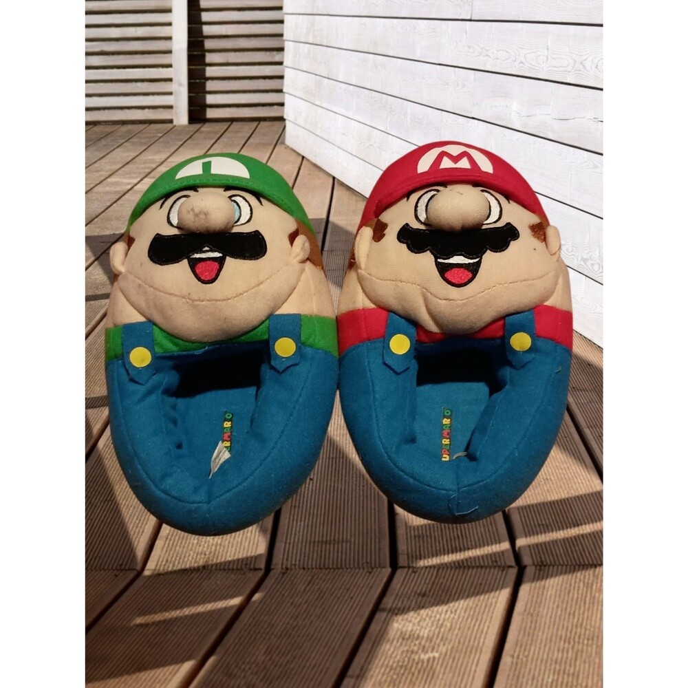 Nintendo Mario & Luigi Plush Kids Slippers  Red, Green & Blue 11-12